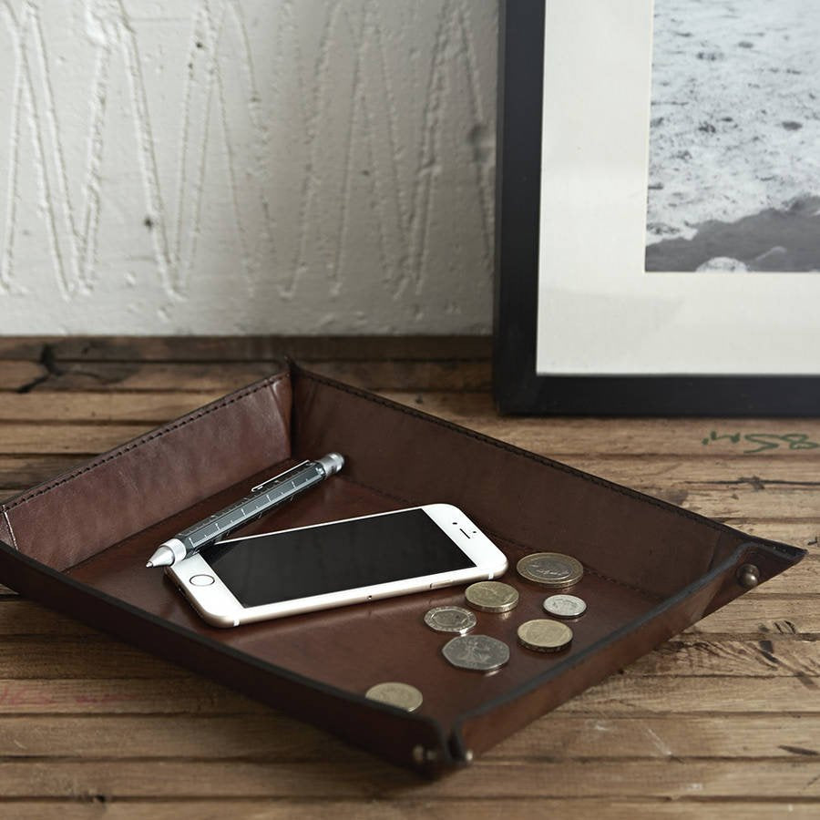 Leather Coin Tray - Tan