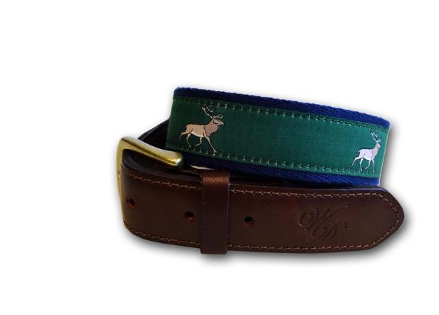 Stag Canvas and Leather Belt - Navy