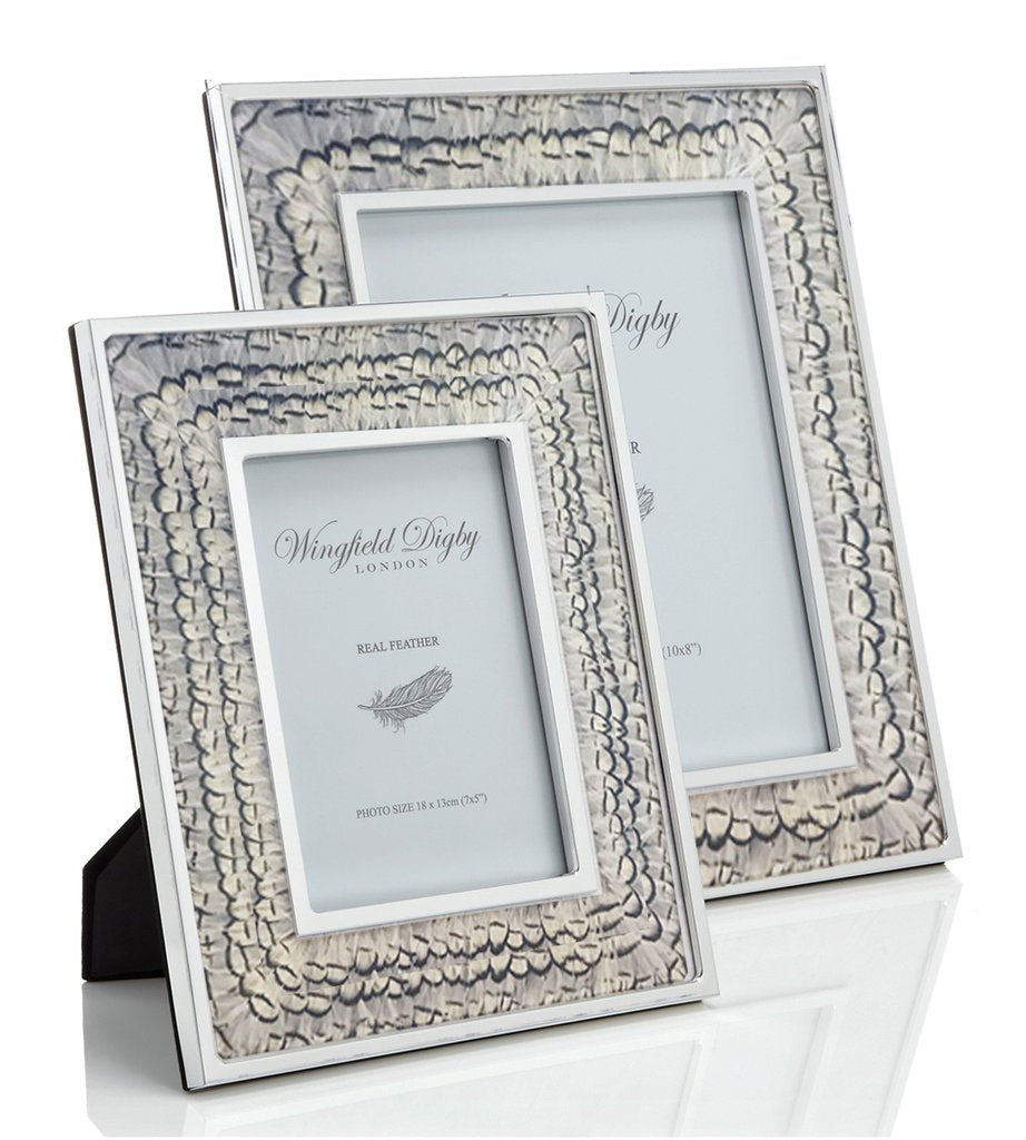 8x10 Feather Photo Frame - White Pheasant